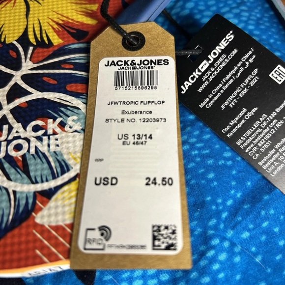 Men's Flip Flops | Tropical Multi Color | size 13/14 | MSRP $24.50 | NWT - Picture 2 of 6